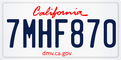 CA license plate 7MHF870