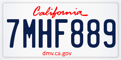 CA license plate 7MHF889