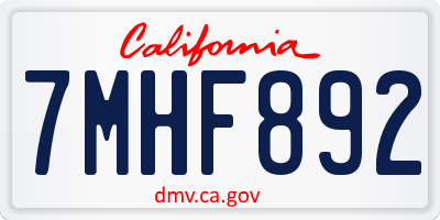 CA license plate 7MHF892