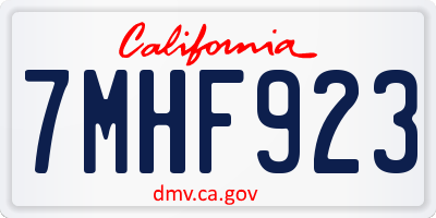 CA license plate 7MHF923