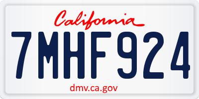 CA license plate 7MHF924