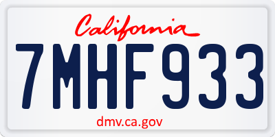 CA license plate 7MHF933