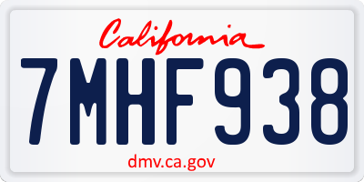 CA license plate 7MHF938