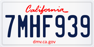 CA license plate 7MHF939