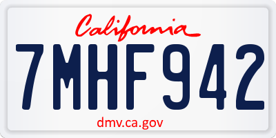 CA license plate 7MHF942
