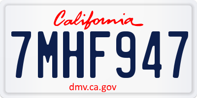 CA license plate 7MHF947