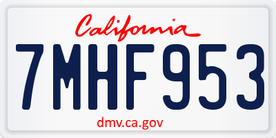 CA license plate 7MHF953