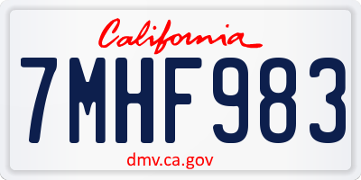 CA license plate 7MHF983