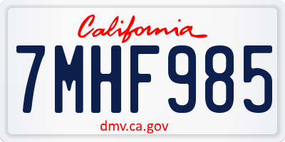 CA license plate 7MHF985