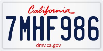 CA license plate 7MHF986