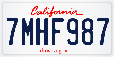 CA license plate 7MHF987