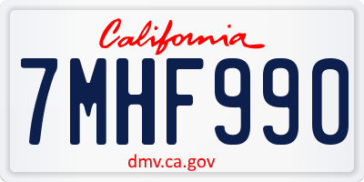 CA license plate 7MHF990