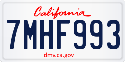 CA license plate 7MHF993