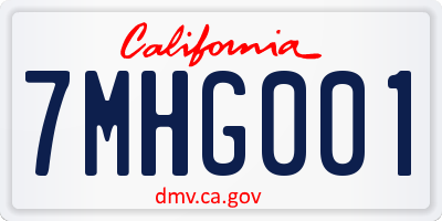 CA license plate 7MHG001