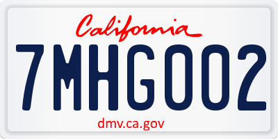 CA license plate 7MHG002