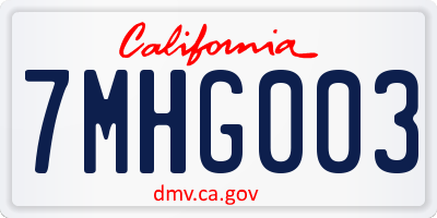 CA license plate 7MHG003