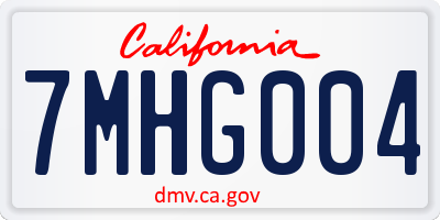 CA license plate 7MHG004
