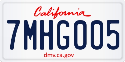 CA license plate 7MHG005