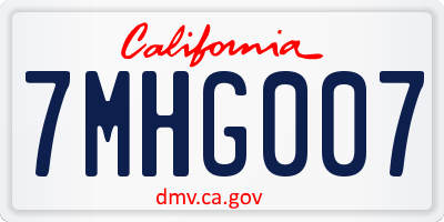 CA license plate 7MHG007