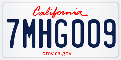 CA license plate 7MHG009