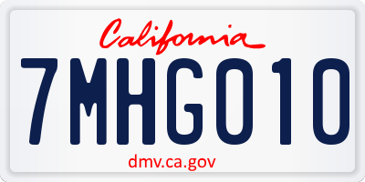 CA license plate 7MHG010