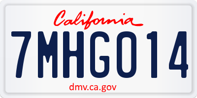 CA license plate 7MHG014