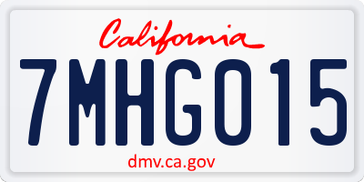 CA license plate 7MHG015