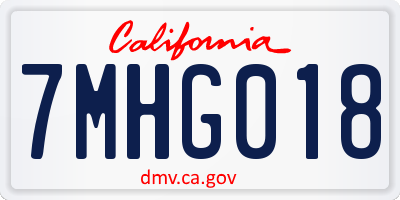 CA license plate 7MHG018