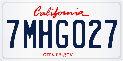 CA license plate 7MHG027