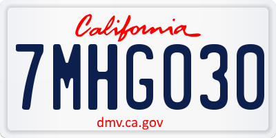 CA license plate 7MHG030
