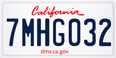CA license plate 7MHG032