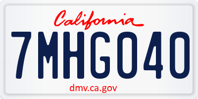 CA license plate 7MHG040