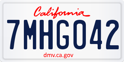CA license plate 7MHG042