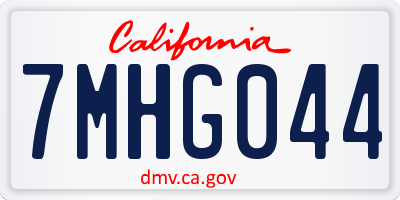 CA license plate 7MHG044