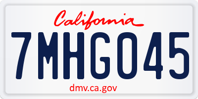 CA license plate 7MHG045
