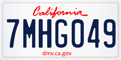 CA license plate 7MHG049