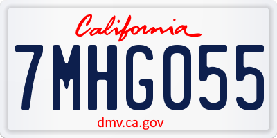 CA license plate 7MHG055