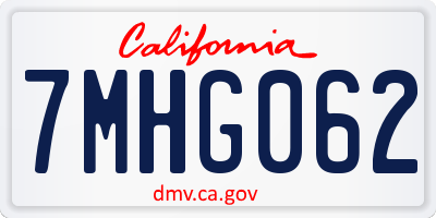 CA license plate 7MHG062