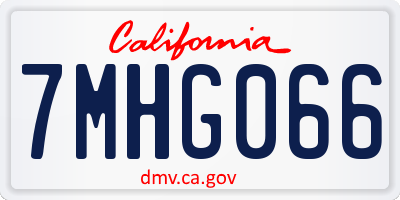 CA license plate 7MHG066