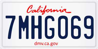 CA license plate 7MHG069