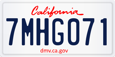CA license plate 7MHG071