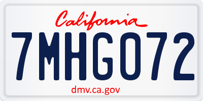 CA license plate 7MHG072