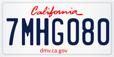 CA license plate 7MHG080