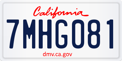 CA license plate 7MHG081