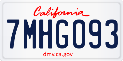CA license plate 7MHG093