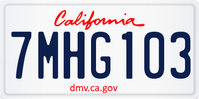 CA license plate 7MHG103