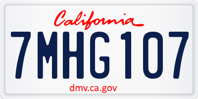 CA license plate 7MHG107
