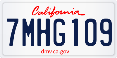 CA license plate 7MHG109