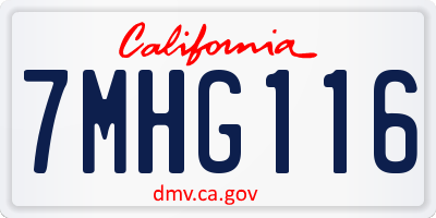 CA license plate 7MHG116