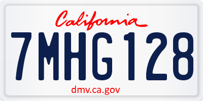 CA license plate 7MHG128